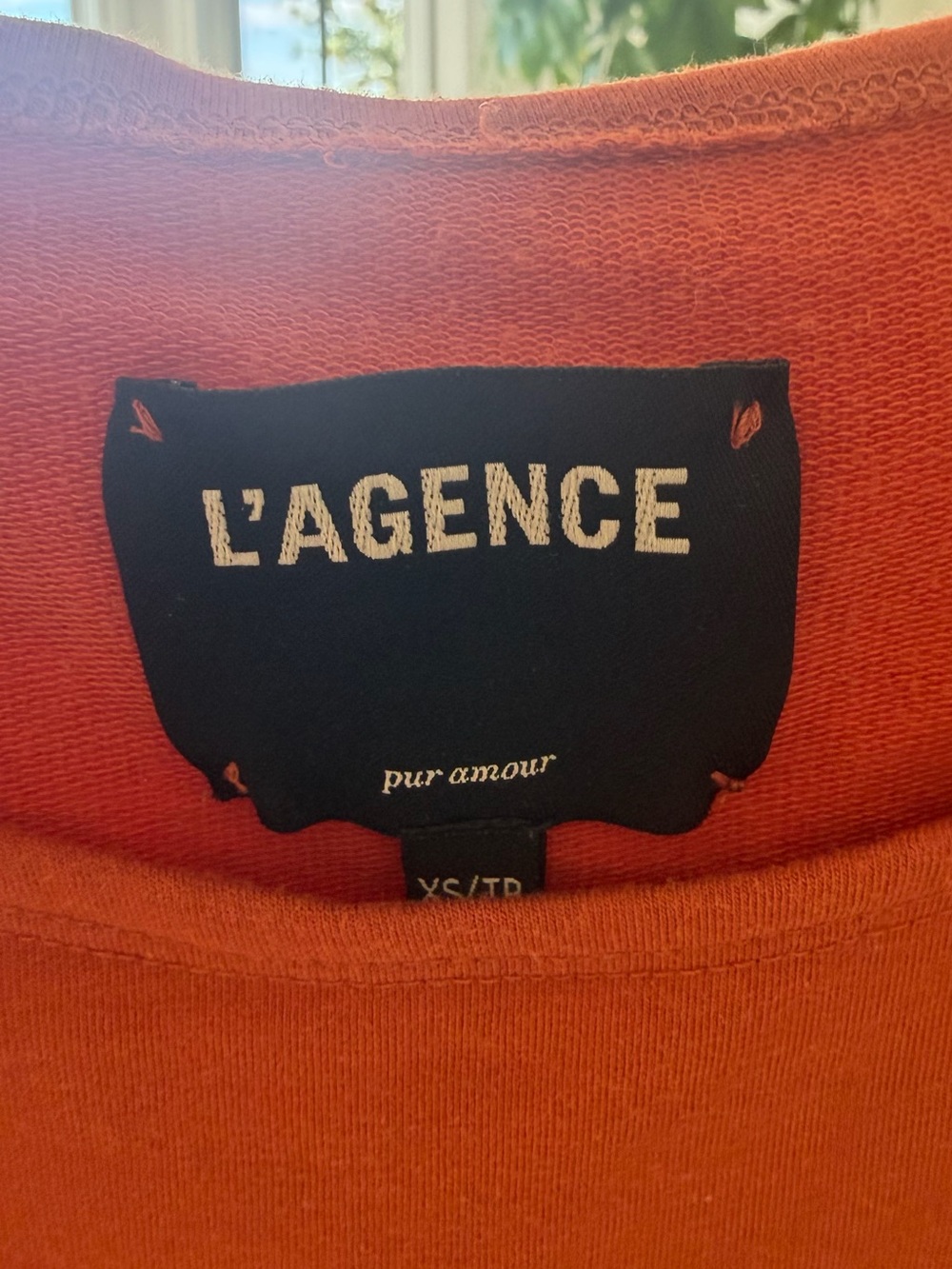 L'AGENCE Rust Orange Scoop Neck Pullover Sweatshirt - Picture 3 of 3
